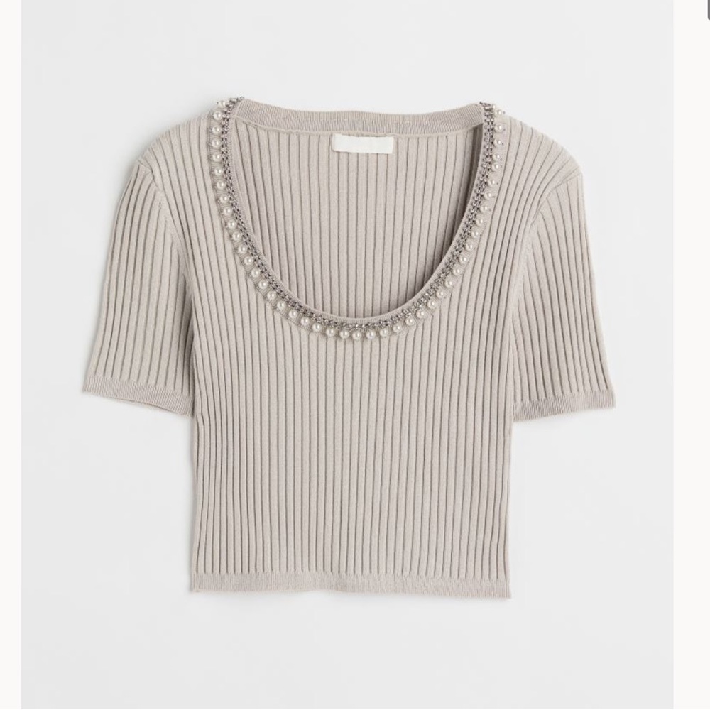 Rhinestone-embellished knit top